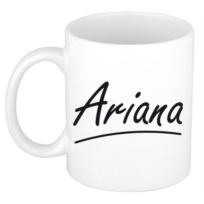 Naam cadeau mok / beker Ariana met sierlijke letters 300 ml