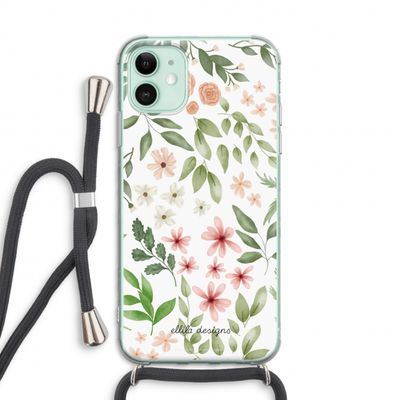 Botanical sweet flower heaven: iPhone 11 Transparant Hoesje met koord