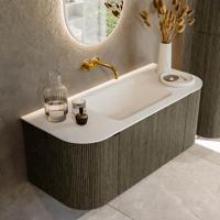 Badmeubel Mondiaz Kurve | 110 cm cm | Meubelkleur Shadow | Wastafelkleur Talc | Solid surface | Wasbak midden spoelbak | Zonder kraangat(en)