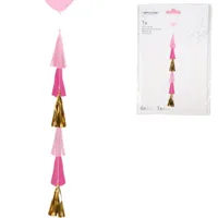 Amscan Ballonslinger franje roze 70 cm | 10 stuks