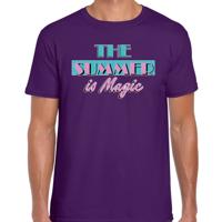 Toppers verkleed T-shirt heren - The summer is Magic - paars - Miami Vice - Tropische feestkleding