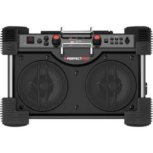 PerfectPro ROCKHART 18V Bouwradio DAB+, VHF (FM) AUX, Bluetooth, DAB+, SD, FM, USB Powerbankfunctie, Spatwaterbestendig, Stofdicht, Stofvast Zwart