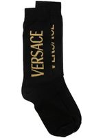 Versace chaussettes à logo intarsia - Noir