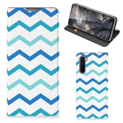 OnePlus Nord | Hoesje met Magneet | Zigzag Blauw