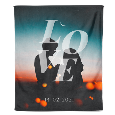 Valentijn Fleecedeken Love met datum - Pillow Buddies