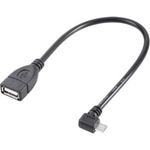 Renkforce USB-kabel USB 2.0 USB-micro-B stekker, USB-A bus 0.10 m Zwart Met OTG-functie, Vergulde steekcontacten RF-4080777