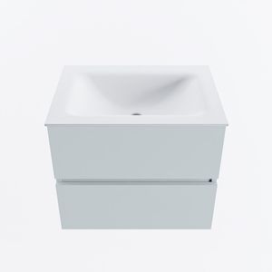 MONDIAZ VICA 60cm badmeubel onderkast Clay 2 lades. Wastafel CLOUD midden zonder kraangat, kleur Talc.