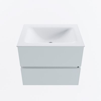 MONDIAZ VICA 60cm badmeubel onderkast Clay 2 lades. Wastafel CLOUD midden zonder kraangat, kleur Talc.