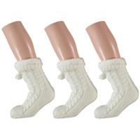 Apollo Huissloffen - 3x - dames - gebreid - slofsokken - wit - one size maat 35/41 - fleece Apollo Huissloffen - 3x - dames - gebreid - slofsokken - wit - one size maat 35/41 - fleece