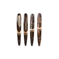 Wanddecoratie DKD Home Decor Beige Hout Donkerbruin Masker Tribal (15 x 6 x 100 cm) (4 Stuks)
