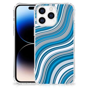 Apple iPhone 14 Pro Max Doorzichtige Silicone Hoesje Waves Blue