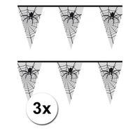 Halloween spinnenweb vlaggenlijn 6 meter 3 stuks
