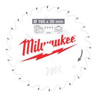 Milwaukee Cirkelzaagblad voor Hout | Ø 165mm Asgat 20mm 24T - 4932471931