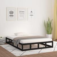 Bedframe massief hout zwart 200x200 cm