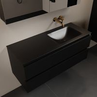 MONDIAZ AIVY 120cm badmeubel Urban, wastafel Urban solid surface rechts zonder kraangat met spiegelkast (AI-351641URBAN-NO - AI-M120URRE - AI-C120URMI) - thumbnail