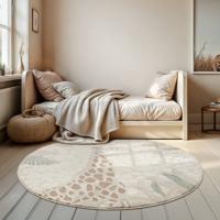 Kindervloerkleed Safari Giraf - Zacht Speelkleed in Neutrale Tinten-Ø 120 cm