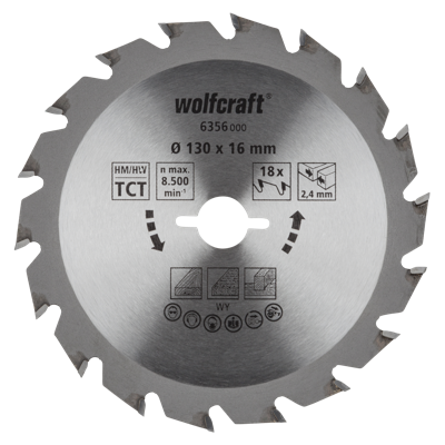 Wolfcraft Handcirkelzaagblad | HM | 18 Zähne | Ø130mm | 1 stuk - 6356000