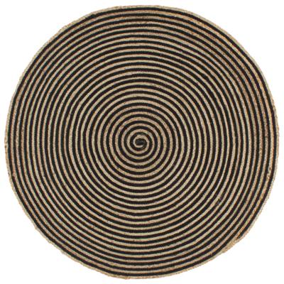VidaXL Vloerkleed handgemaakt met spiraal ontwerp 120 cm jute zwart