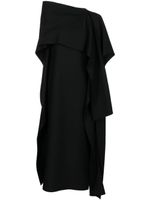 Valentino Garavani robe mi-longue à design drapé - Noir
