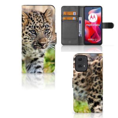 Motorola Moto G24 | G04 | G24 Power | Telefoonhoesje | Met pasjeshouder | Baby Luipaard