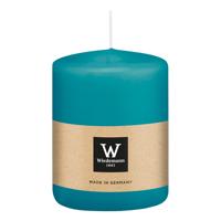 Cilinderkaars/stompkaars - turquoise - 6 x 8 cm - 29 branduren