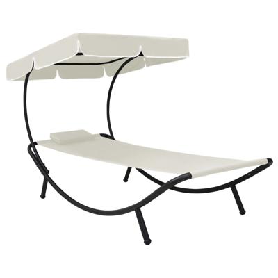 Loungebed met luifel en kussen crèmewit