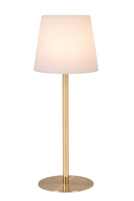 Lucide TYON - Oplaadbare Tafellamp Binnen/Buiten - Accu/Batterij - Ø 15 cm - LED Dimb. - 1x2W 2700K - IP65 - Mat Goud / Messing