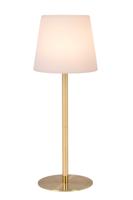 Lucide TYON - Oplaadbare Tafellamp Binnen/Buiten - Accu/Batterij - Ø 15 cm - LED Dimb. - 1x2W 2700K - IP65 - Mat Goud / Messing