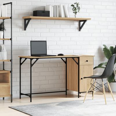 Bureau 131x48x75 cm bewerkt hout sonoma eikenkleurig