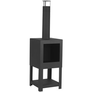 Esschert Design tuinhaard met houtopslag zwart ff410