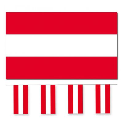 Bellatio Decorations - Vlaggen versiering set - Oostenrijk - Vlag 90 x 150 cm en vlaggenlijn 4 meter