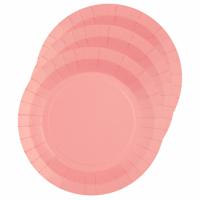 10x stuks feest gebaksbordjes roze - karton - 17 cm - rond - thumbnail