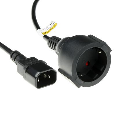 ACT AK5219 Netsnoer C14 | Type F Female (max. stroom 10A) | Zwart | 60 cm
