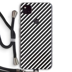Strepen zwart-wit: Pixel 4a 5G Transparant Hoesje met koord