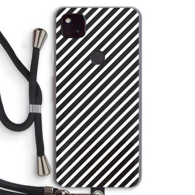 Strepen zwart-wit: Pixel 4a 5G Transparant Hoesje met koord