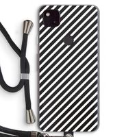 Strepen zwart-wit: Pixel 4a 5G Transparant Hoesje met koord