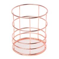 Rose goud metaal pennenhouder vak geval ijzeren kunst ontvangen mand Desk briefpapier Office school Bureau Supplies (ronde)