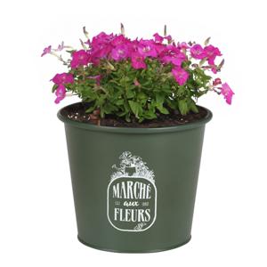 Plantenpot/bloempot voor buiten - zink - legergroen - D19 x H16 cm