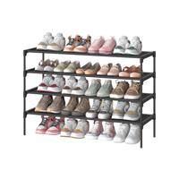 Schoenenrek met metalen frame, inktzwart / 4 niveaus (91,8B cm)