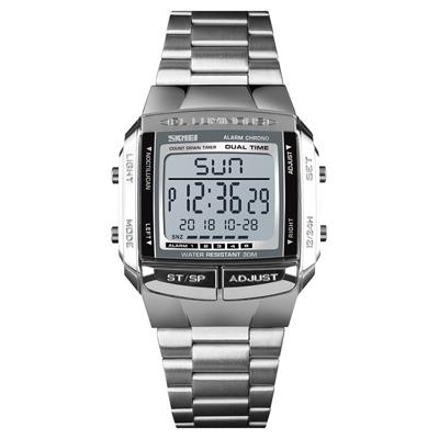 SKMEI 1323 multifunctionele mannen outdoor Business sport Noctilucent waterdichte digitale polshorloge (zilver)