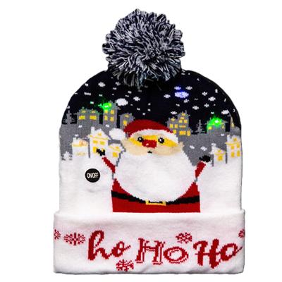Foute winter muts- blauw - Ho Ho Ho - met LED lampjes - volwassenen - verlichte kerstmuts