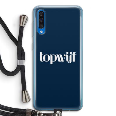 Topwijf Navy: Samsung Galaxy A50 Transparant Hoesje met koord