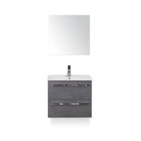 Seville Badmeubelset 60 cm - Beton Antraciet - Keramische Wastafel Wit Enjoy - met Spiegel
