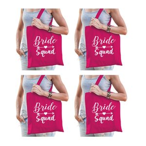 6x Vrijgezellenfeest Bride Squad tasje roze/ goodiebag dames