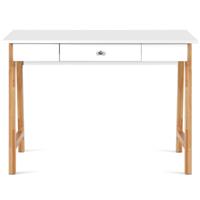 Schrijfbureau Multifunctionele Tafel met Een Grote Lade MDF-Bureau Computer Bureau Dressoir Tafel Laptop Tafel Wit + Natuurlijk