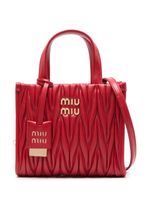 Miu Miu petit sac cabas matelassé à plaque logo - Rouge