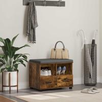 Halbank met kussen met lade Gerookt eiken 60 x 38 x 46 cm