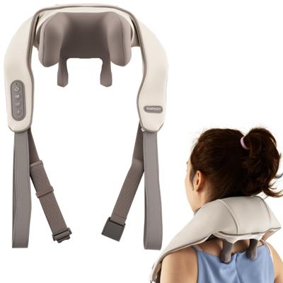 Nacken- en Schoudermassageapparaat 4D Shiatsu Rugmassageapparaat met Diepe Weefsel Kneten Beige