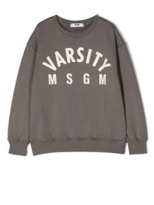 MSGM Kids sweat en coton à logo imprimé - Gris