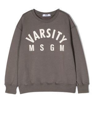 MSGM Kids sweat en coton à logo imprimé - Gris